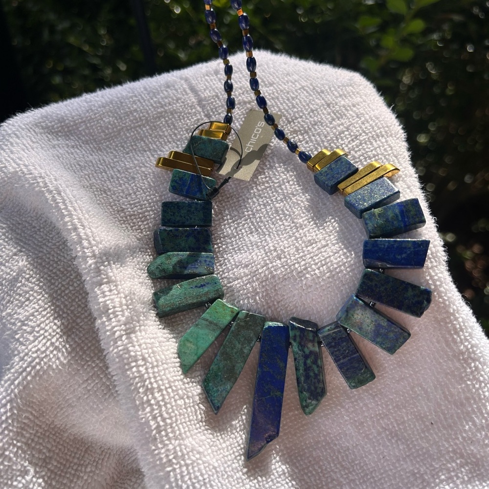 Chico's Blue and Green Art Deco Necklace